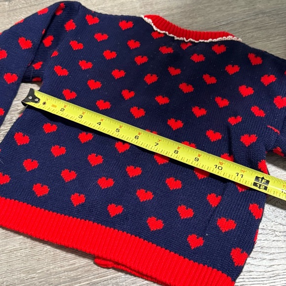 Vintage Girls Jelly Beans Hearts Bows Button Cardigan sweater 80s - Picture 5 of 6